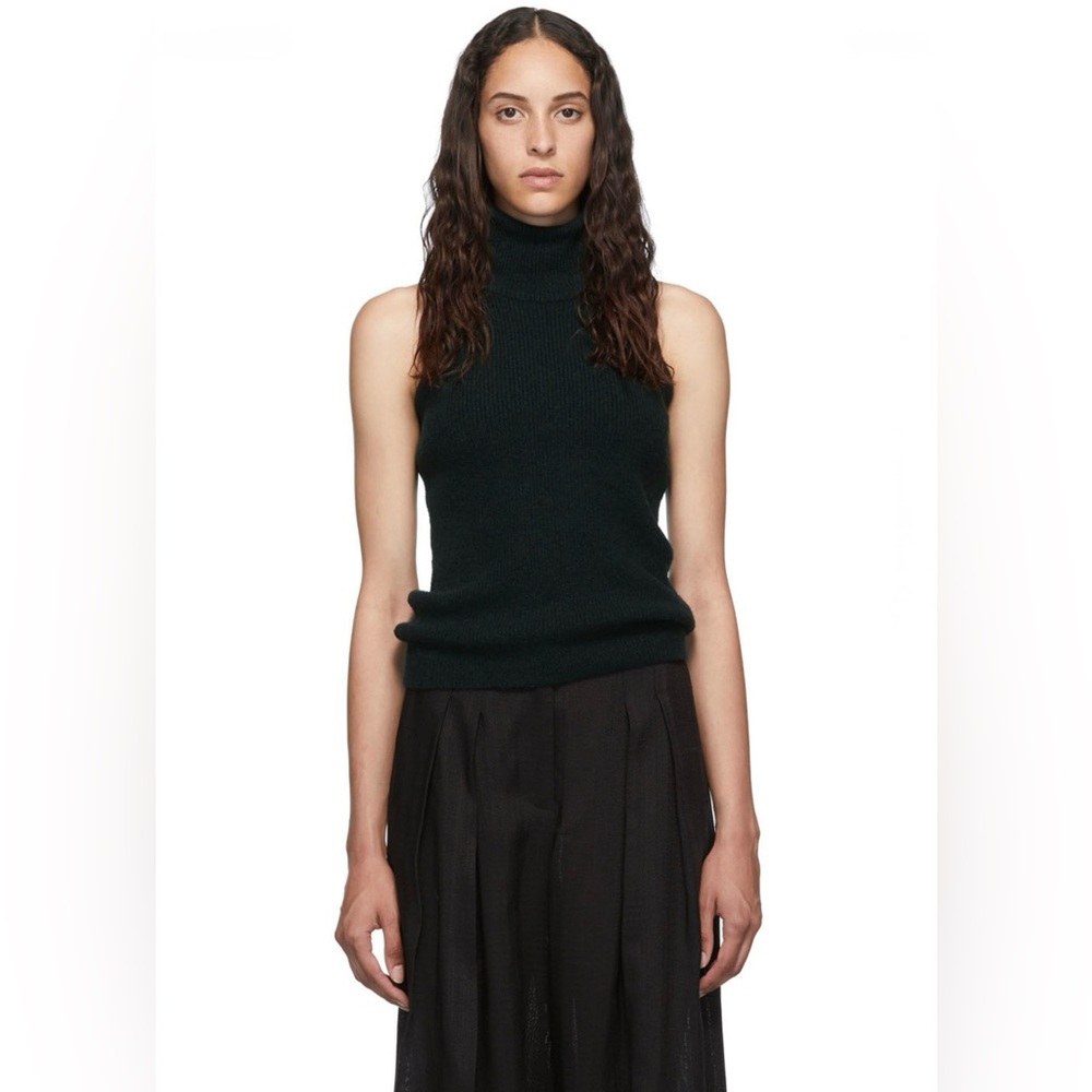 Jacquemus La Maille Baho Dark Green Sleeveless Turtleneck Sweater 42 NWT! $420